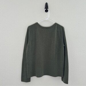 Balenciaga V-Neck Sweater Women 40‎ Olive Green 100% Cashmere Quiet Luxury
